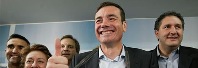 Tomás Gómez, durante su intervención en rueda de prensa tras ganar las primarias socialistas en Madrid
